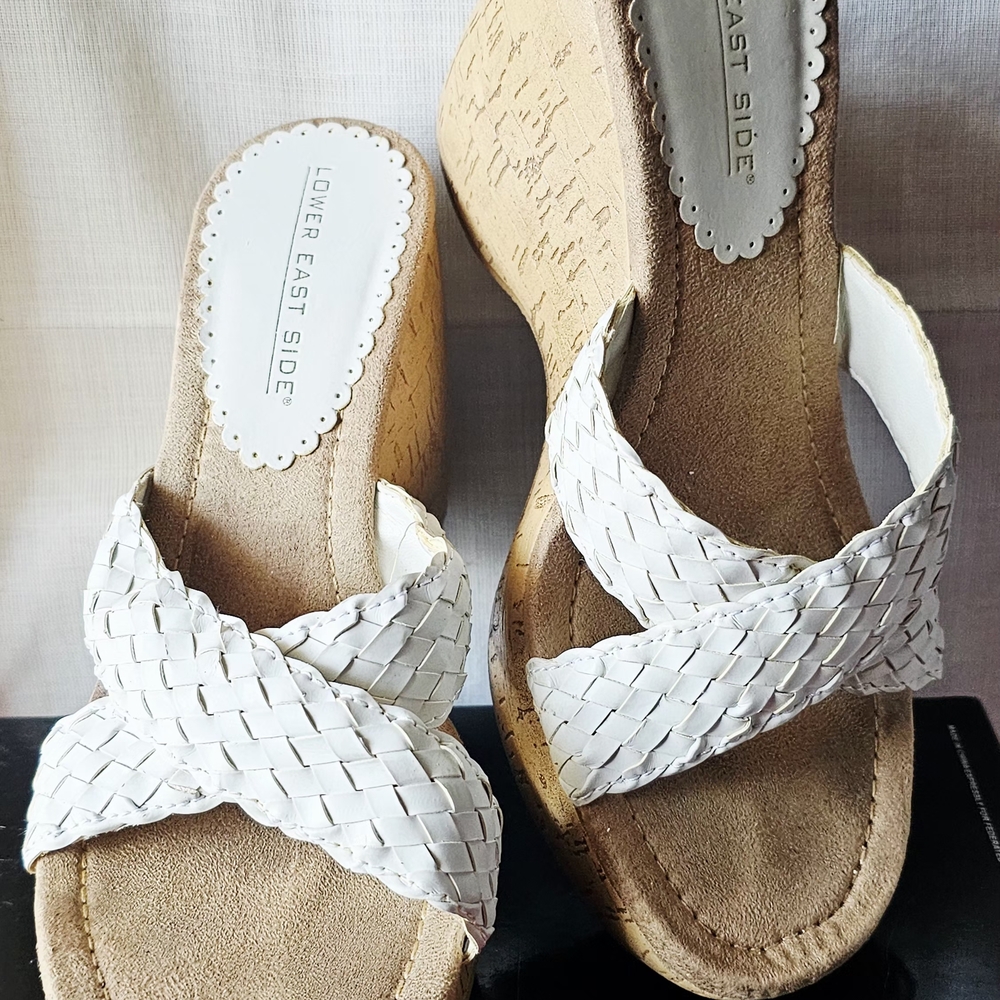 LOWER EAST SIDE White Woven Platform Sandals Size 7M - Picture 2 of 6